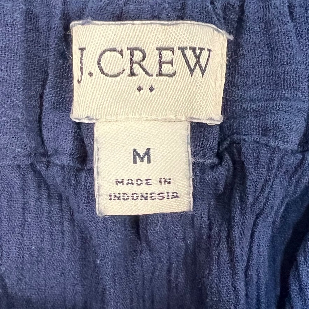 JCrew Navy Blue Cotton Gauze Pom Pom Trim Wrap Skirt Womens Medium - Picture 5 of 7